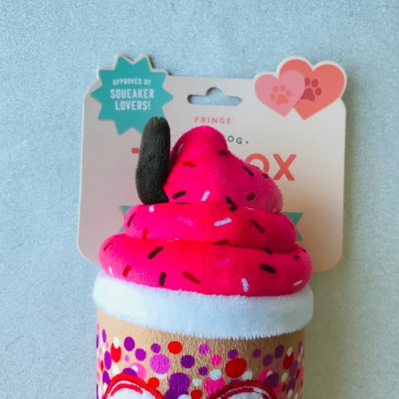 Fringe Studio Dog Fringe Toybox Pink Latte Squeaker Lovers Love You